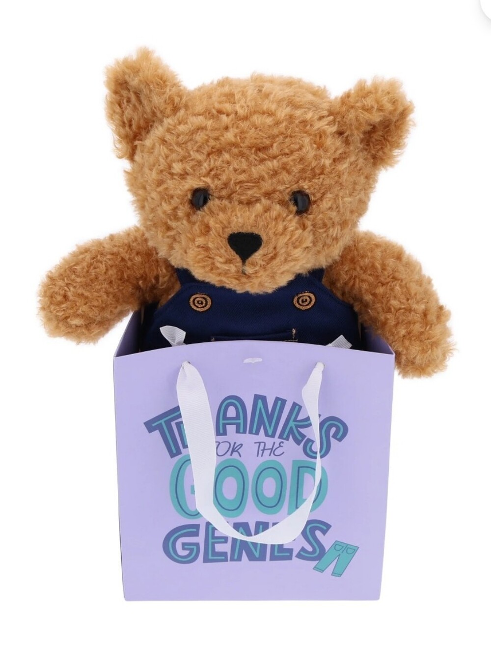 Bear Plush in Good Genes Gift Bag, Brown and Blue, Mother's Day by Way To Celebr